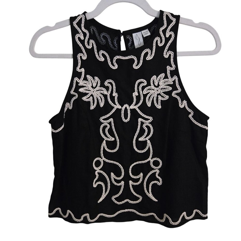 Joie NWOT Black Cream Embroidered Front Back Vest Size XS